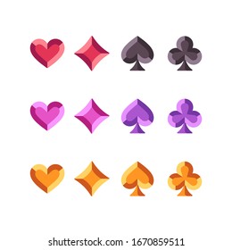 Gemstone playing card symbols flat icons