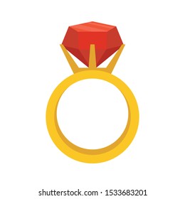 Gemstone ring icon. Flat illustration of gemstone ring vector icon for web design