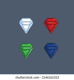 gemstone set with different color in pixel style