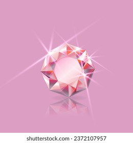 Edelstein mit Schatten. Einzeln auf buntem Hintergrund. Vektorgrafik. Vektorgrafik