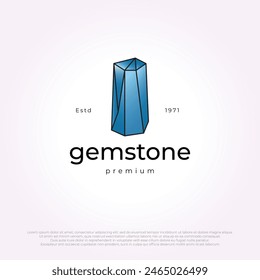 gemstone simple logo line art vintage template. illustration design of crystal icon vector
