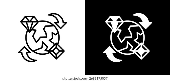 Gemstone Trade Icon whiteblack Vector Illustration