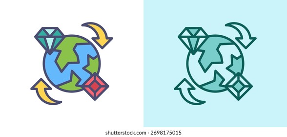 Gemstone Trade Symbol weißgrün Vektorgrafik