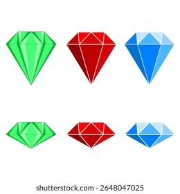 Gemstone vector icon. Red green blue. Sparkling diamond shape. Colorful jewel illustration. EPS 10.