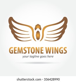 gemstone wings abstract vector logo design template paper creative office icon business company symbol concept
