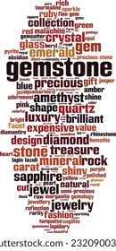 Concepto de nube de palabras Gemstone. Collage hecho de palabras sobre piedra de piedra. Ilustración del vector