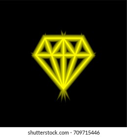 Gemstone yellow glowing neon ui ux icon. Glowing sign logo vector