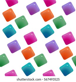 Gemstones abstract seamless pattern.  Colorful transparent jelly cubes motif background. Trendy style vector illustration in vibrant colors