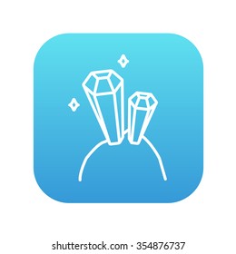 Icono de línea Gemstones para web, móvil e infografía. Icono de blanco vector en el cuadrado de gradiente azul con esquinas redondeadas aisladas en fondo blanco.