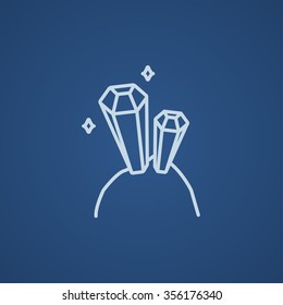 Gemstones line icon for web, mobile and infographics. Vector light blue icon isolated on blue background.