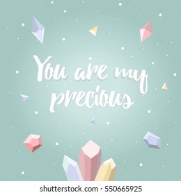Gemstones and Particles Bright Vector Greeting Card