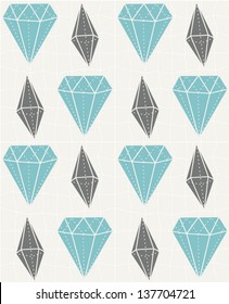 Gemstones seamless pattern. Diamond illustration background. Vector illustration
