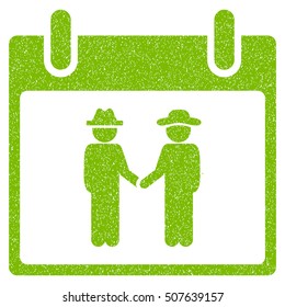 Gemtlemen Handshake Calendar Day grainy textured icon for overlay watermark stamps. Flat symbol with dust texture.