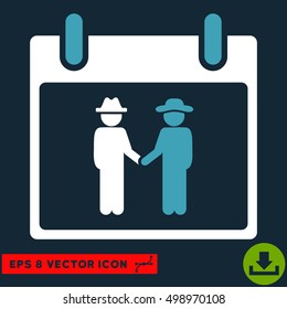 Gemtlemen Handshake Calendar Day icon. Vector EPS illustration style is flat iconic bicolor symbol, blue and white colors.