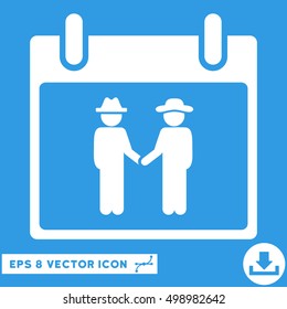 Gemtlemen Handshake Calendar Day icon. Vector EPS illustration style is flat iconic symbol, white color.