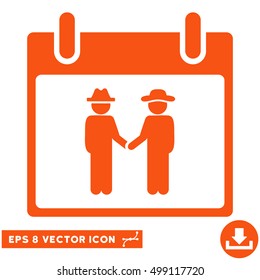 Gemtlemen Handshake Calendar Day icon. Vector EPS illustration style is flat iconic symbol, orange color.