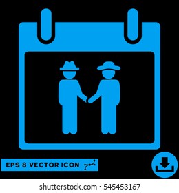 Gemtlemen Handshake Calendar Day icon. Vector EPS illustration style is flat iconic symbol, blue color.