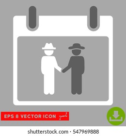 Gemtlemen Handshake Calendar Day icon. Vector EPS illustration style is flat iconic bicolor symbol, dark gray and white colors.