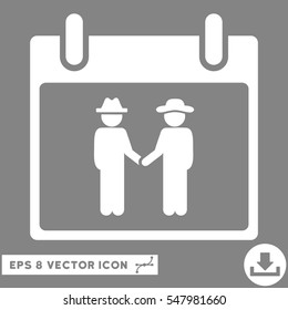 Gemtlemen Handshake Calendar Day icon. Vector EPS illustration style is flat iconic symbol, white color.