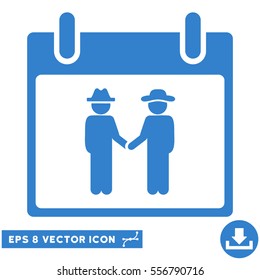 Gemtlemen Handshake Calendar Day icon. Vector EPS illustration style is flat iconic symbol, cobalt color.