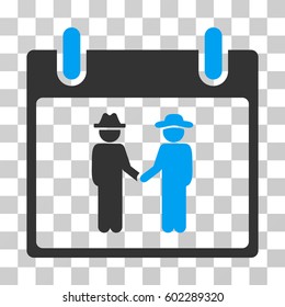 Gemtlemen Handshake Calendar Day icon. Vector illustration style is flat iconic bicolor symbol, blue and gray colors, transparent background. Designed for web and software interfaces.