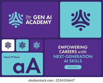 Gen AI Academy branding logo design with modern typography, vibrant colors, and AI-inspired elements. Keywords: AI logo design, futuristic branding, academy logo, tech-inspired branding, innovative de