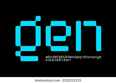 Gen. Digital style font design, alphabet letters and numbers vector illustration