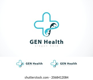 gen health logo creative DNA science clinic hospital plus design creative