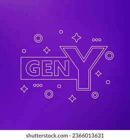 gen Y or millennials design, linear vector