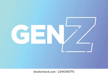 Gen Z, Generación Z, Ilustración de texto vectorial	