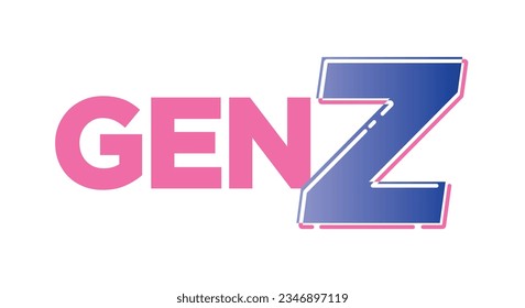 Gen Z, Generación Z, Ilustración de texto vectorial	