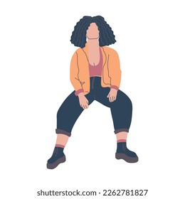 Gen Z teenager sitting in free pose.