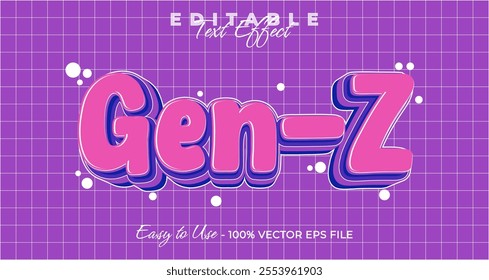 Gen Z text effect, simple and trendy bold graphic style, editable text