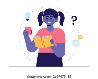 Gen z pensa visionário e desenvolve muitas ideias, ilustração vetorial cartoon.