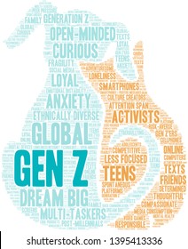 Gen Z word cloud on a white background. 