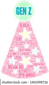 Gen Z word cloud on a white background. 