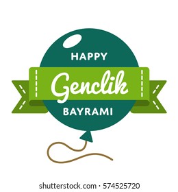 Genclik Bayrami emblem isolated vector illustration on white background. 19 may turkish national holiday event label, greeting card decoration graphic element