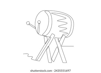 Gendang is a double-headed musical instrument from Indonesia. Mosque drum one-line drawing