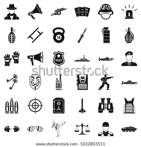 Gendarme icons set. Simple set of 36 gendarme vector icons for web isolated on white background