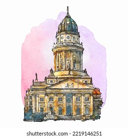 Gendarmenmarkt berlin acuarela ilustración a mano aislada en fondo blanco