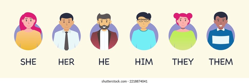 Gender Avatar Pronouns Set Modern Style