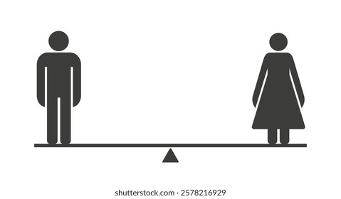 Gender balance. Silhouette icon. The ratio of men and women in society. People infographics icon. Flat vector illustration isolated on white background.