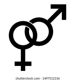gender black icon vector on white background editable. Male and Female gender symbol monochrome. Man Woman sign. - Vector