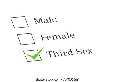 Gender and check box concept with thick next to the third sex option