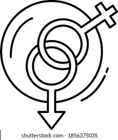 Concepto de género, diseño de iconos vectores de amor, símbolo de fertilización in vitro sobre fondo blanco, signo de embarazo y obstetricia,