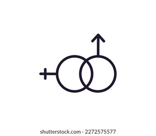 Concepto de género. Pictograma de infarto único editable de primera calidad perfecto para logotipos, aplicaciones móviles, tiendas en línea y sitios web. Símbolo vector aislado en fondo blanco. 