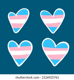 Gender Definition Pronoun: She, Her, He, Him, They, Them On Trans Flag Heart. Shy Enby’s Guide For Cis Trans People. Vector Illustration For Banner Party Poster, Sticker, Cloth T-shirt, Website Advert