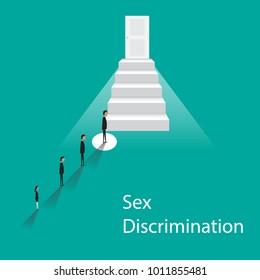 Gender discrimination concept. Female discrimination at work. Vector flat cartoon illustration