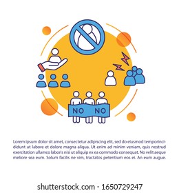 Icono del concepto de discriminación de género con texto. Sexo ocupacional, violación de los derechos humanos PPT página vectorial plantilla. Folleto, revista, elemento de diseño del folleto con ilustraciones lineales