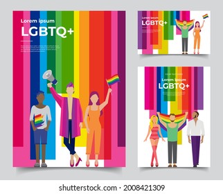 Gender diversity concept flat design in colorful background. Template design for bookcover, corporate report, poster, and flyer